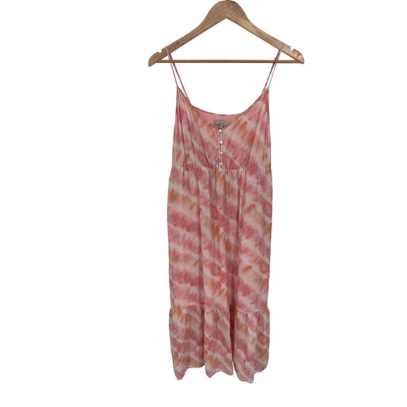 Rails Delilah Tiered Dress Womens L Pink Tie Dye Rayon Blend Adjustable Lined - Picture 1 of 10